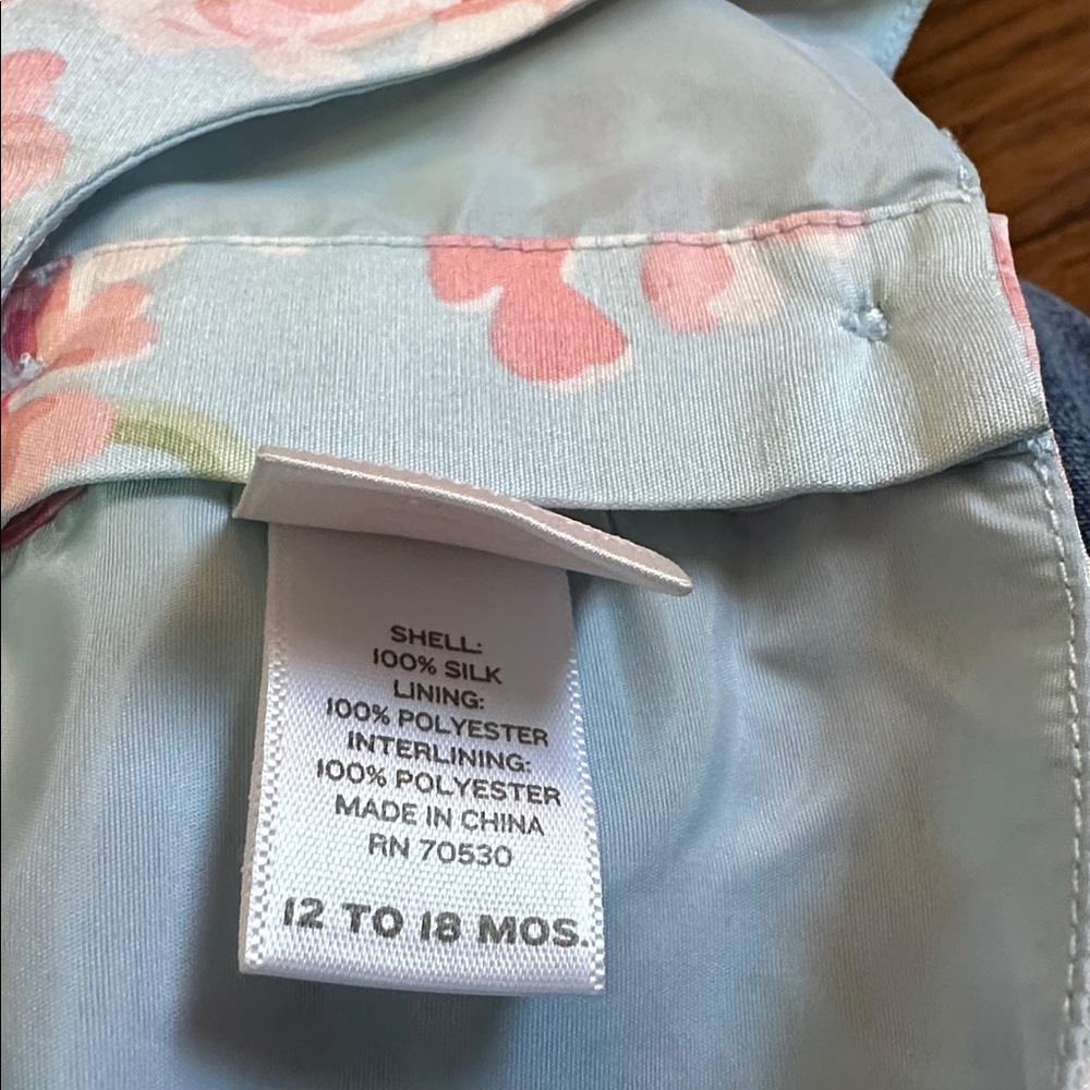 Floral Silk Pink and Blue Kids Dress - Picture 6 of 6